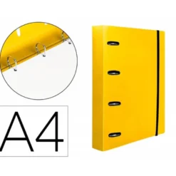 CARPETA CON RECAMBIO LIDERPAPEL A4 CUADRO 5MM 100 HOJAS 80G POLIPROPILENO 4 ANILLAS 40MM AMARILLO FLUOR