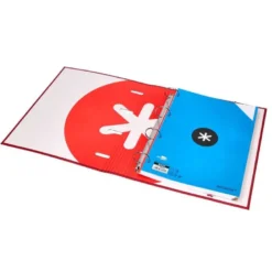 CARPETA CON RECAMBIO LIDERPAPEL ANTARTIK A4 CUADRO 5 MM FORRADA 4 ANILLAS 40MM REDONDAS COLOR FRAMBUESA
