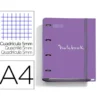 CARPETA CON RECAMBIO MIQUELRIUS EMOTIONS DIN A4 CUADRO 5 MM 4 ANILLAS 35 MM COLOR PURPURA