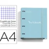 CARPETA CON RECAMBIO MIQUELRIUS EMOTIONS DIN A4 CUADRO 5 MM 4 ANILLAS 35 MM COLOR AZUL CIELO