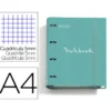 CARPETA CON RECAMBIO MIQUELRIUS EMOTIONS DIN A4 CUADRO 5 MM 4 ANILLAS 35 MM COLOR TURQUESA