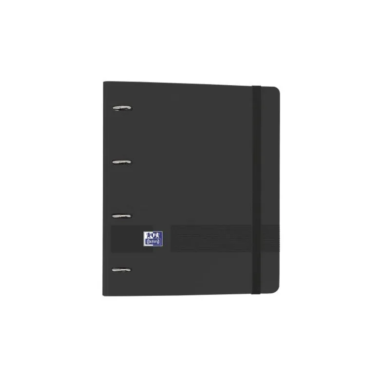 Carpeta con recambio Oxford A4+ Europeanbinder Polyfoam Color Negro 4 anillas 35 mm Tapa extradura con gomilla