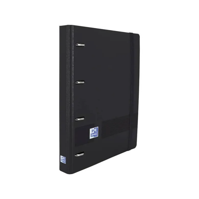 Carpeta con recambio Oxford A4+ Europeanbinder Polyfoam Color Negro 4 anillas 35 mm Tapa extradura con gomilla