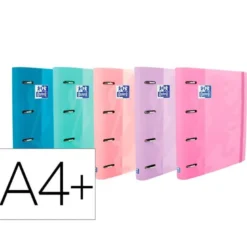 Carpeta con recambio Oxford A4+ Europeanbinder Colores Pastel Surtidos 4 anillas 35 mm Tapa extradura con gomilla