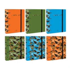 CARPETA DE 4 ANILLAS DE 40 MM MIXTAS CARTON FORRADO FOLIO COLORES SURTIDOS CAMUFLAJE 6 DISEÑOS