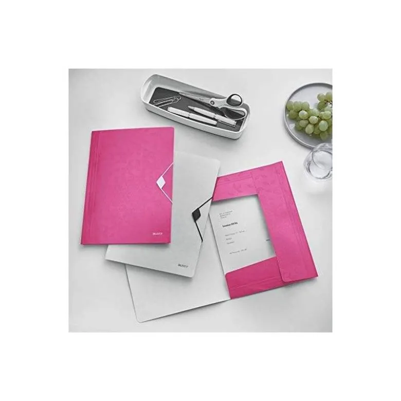 Carpeta de gomas Leitz Wow con solapas Polipropileno Din A4 color Fucsia
