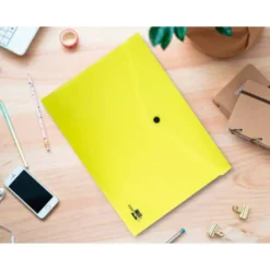 Carpeta dossier broche Liderpapel DIN A4 polipropileno 180 micras 50 hojas color amarillo