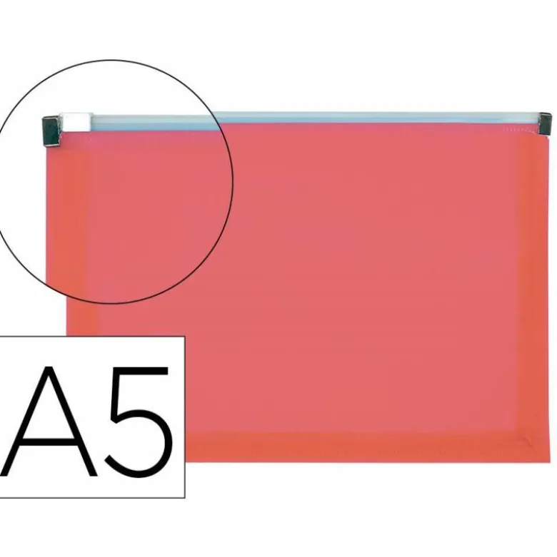 Carpeta dossier con cremallera Liderpapel DIN A5 polipropileno 180 micras color rojo