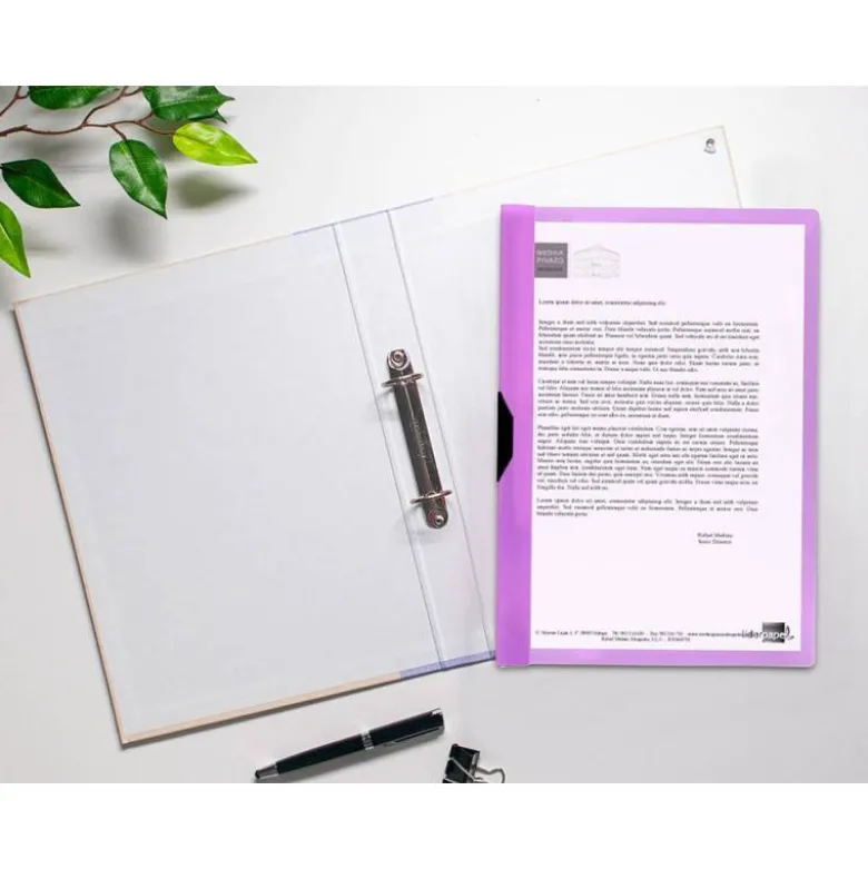 Carpeta dossier con pinza lateral Liderpapel 30 hojas Din A4 color morado