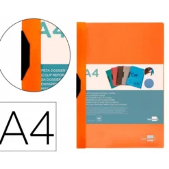 Carpeta dossier con pinza lateral Liderpapel 30 hojas Din A4 color naranja