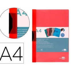 Carpeta dossier con pinza lateral Liderpapel 30 hojas Din A4 color rojo