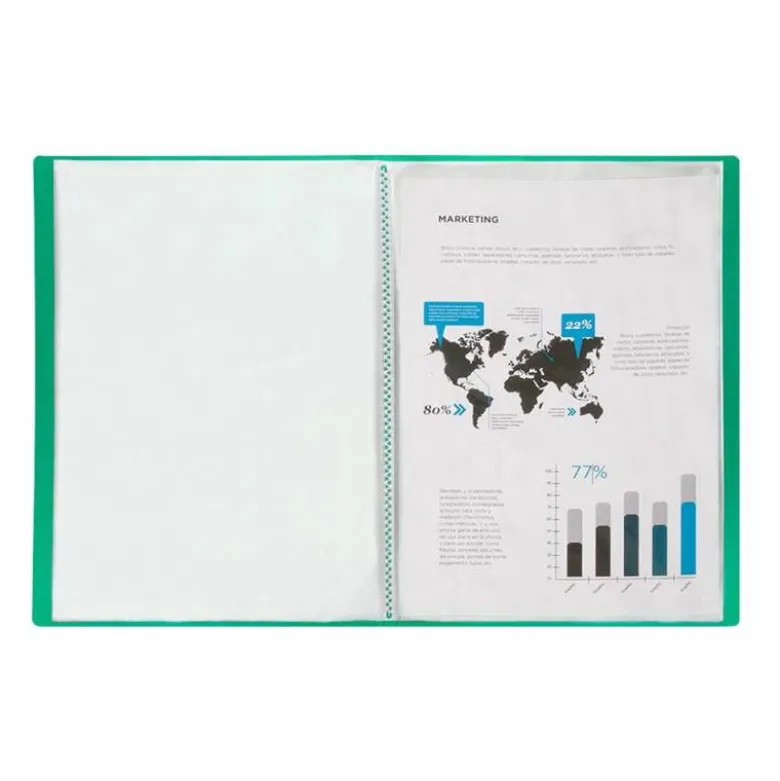 Carpeta escaparate 60 fundas Liderpapel DIN A4 polipropileno color verde