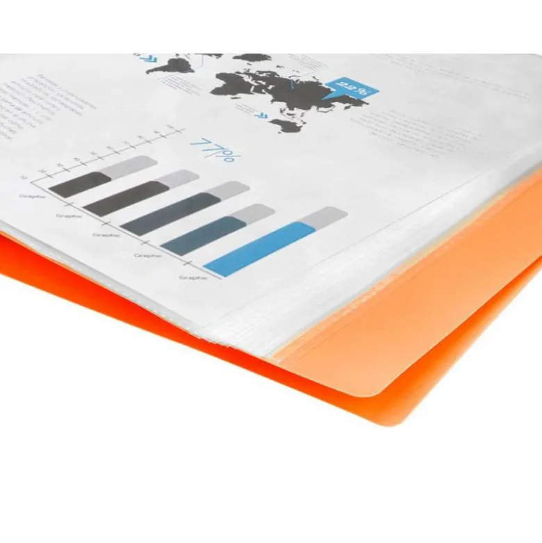 Carpeta escaparate Liderpapel DIN A4 poliporpileno con 30 fundas color naranja