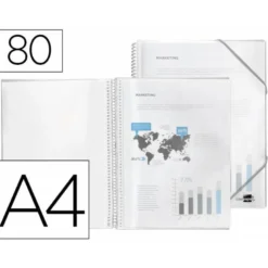 Carpeta escaparate Liderpapel DIN A4 poliporpileno con 80 fundas color transparente