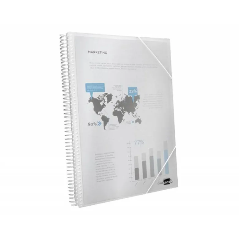 Carpeta escaparate Liderpapel DIN A4 poliporpileno con 80 fundas color transparente