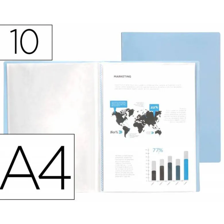 Carpeta escaparate Liderpapel DIN A4 10 fundas polipropileno color azul