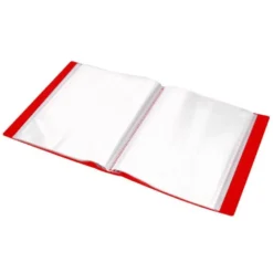 Carpeta escaparate Liderpapel DIN A4 100 fundas polipropileno con cajetín color rojo
