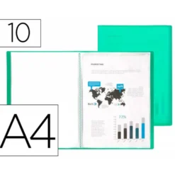 Carpeta escaparate Liderpapel DIN A4 10 fundas polipropileno color verde