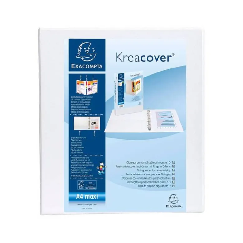 Carpeta Exacompta carton forrado blanca 2 anillas 40 mm