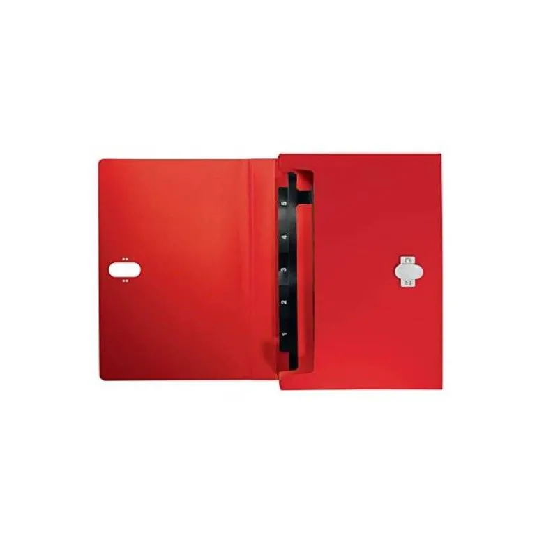 CARPETA LEITZ RECYCLE CLASIFICADOR FUELLE POLIPROPILENO 5+1 COMPARTIMENTOS DIN A4 ROJO