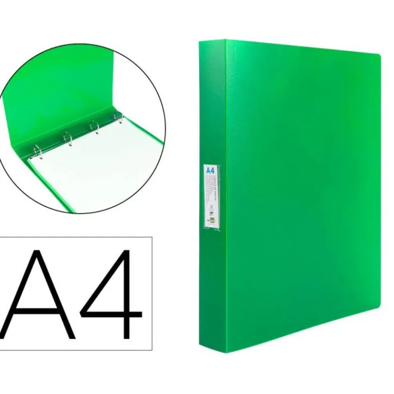 Carpeta Liderpapel 4 anillas polipropileno DIN A4 25mm color verde