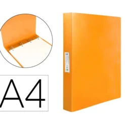 Carpeta Liderpapel 4 anillas polipropileno DIN A4 25mm color naranja