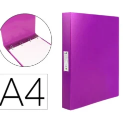 Carpeta Liderpapel 4 anillas polipropileno DIN A4 25mm color rosa