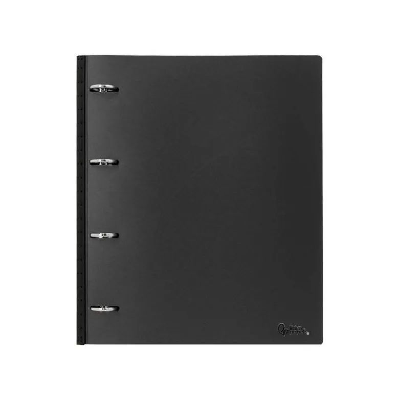 CARPETA LIDERPAPEL 4 ANILLAS REDONDAS 25 MM POLIPROPILENO DIN A4 ULTRA COMPACTA CON LOMO EXTENSIBLE 4 CM NEGRO