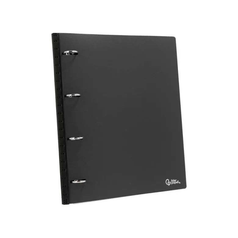 CARPETA LIDERPAPEL 4 ANILLAS REDONDAS 25 MM POLIPROPILENO DIN A4 ULTRA COMPACTA CON LOMO EXTENSIBLE 4 CM NEGRO