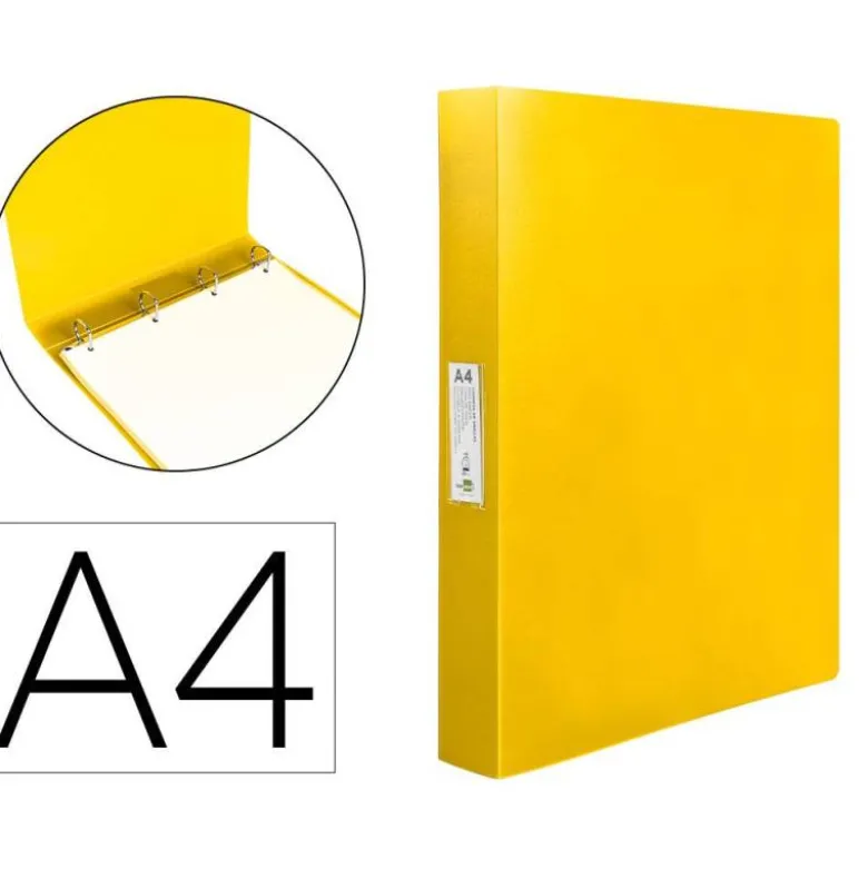 CARPETA LIDERPAPEL 4 ANILLAS 25 MM MIXTAS POLIPROPILENO DIN A4 AMARILLO