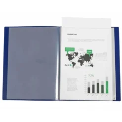 CARPETA LIDERPAPEL 30 FUNDAS CANGURO PP DIN A4 AZUL TRANSLUCIDO PORTADA Y LOMO PERSONALIZABLE