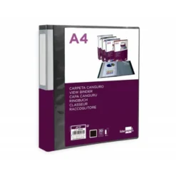 CARPETA LIDERPAPEL 30 FUNDAS CANGURO PP DIN A4 NEGRO OPACO PORTADA Y LOMO PERSONALIZABLE