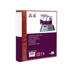 CARPETA LIDERPAPEL 10 FUNDAS CANGURO PP DIN A4 ROJO TRANSLUCIDO PORTADA Y LOMO PERSONALIZABLE