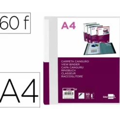 CARPETA LIDERPAPEL 60 FUNDAS CANGURO PP DIN A4 TRANSPARENTE PORTADA Y LOMO PERSONALIZABLE