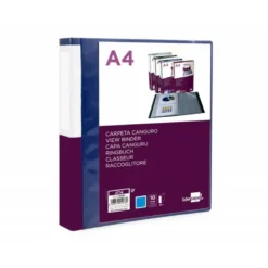 CARPETA LIDERPAPEL 10 FUNDAS CANGURO PP DIN A4 AZUL TRANSLUCIDO PORTADA Y LOMO PERSONALIZABLE