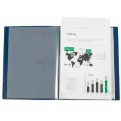 CARPETA LIDERPAPEL 60 FUNDAS CANGURO PP DIN A4 AZUL TRANSLUCIDO PORTADA Y LOMO PERSONALIZABLE