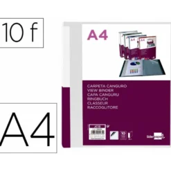 CARPETA LIDERPAPEL 10 FUNDAS CANGURO PP DIN A4 TRANSPARENTEPORTADA Y LOMO PERSONALIZABLE