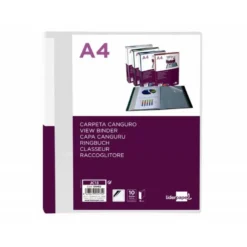CARPETA LIDERPAPEL 10 FUNDAS CANGURO PP DIN A4 TRANSPARENTEPORTADA Y LOMO PERSONALIZABLE