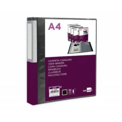 CARPETA LIDERPAPEL 10 FUNDAS CANGURO PP DIN A4 NEGRO OPACO PORTADA Y LOMO PERSONALIZABLE