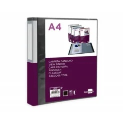 Carpeta Liderpapel 80 fundas canguro pp Din A4 negro opaco portada y lomo personalizable.