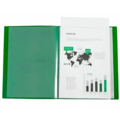 CARPETA LIDERPAPEL 80 FUNDAS CANGURO PP DIN A4 VERDE TRANSLUCIDO PORTADA Y LOMO PERSONALIZABLE