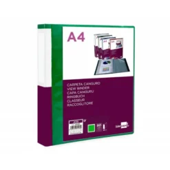 CARPETA LIDERPAPEL 80 FUNDAS CANGURO PP DIN A4 VERDE TRANSLUCIDO PORTADA Y LOMO PERSONALIZABLE