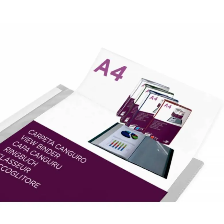 Carpeta Liderpapel 30 fundas canguro pp Din A4 transparente portada y lomo personalizable