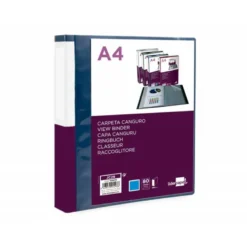CARPETA LIDERPAPEL 80 FUNDAS CANGURO PP DIN A4 AZUL TRANSLUCIDO PORTADA Y LOMO PERSONALIZABLE