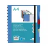 CARPETA LIDERPAPEL A4 CON 40 FUNDAS INTERCAMBIABLES 5 SEP SOBRE Y GOMILLA PORTADA Y LOMO PERSONALIZABLE AZUL