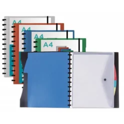CARPETA LIDERPAPEL A4 CON 40 FUNDAS INTERCAMBIABLES 5 SEP SOBRE Y GOMILLA PORTADA Y LOMO PERSONALIZABLE AZUL