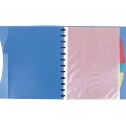 CARPETA LIDERPAPEL A4 CON 40 FUNDAS INTERCAMBIABLES 5 SEP SOBRE Y GOMILLA PORTADA Y LOMO PERSONALIZABLE AZUL