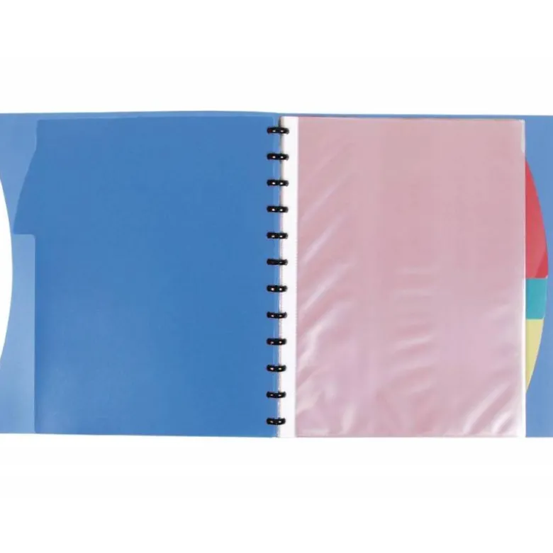 CARPETA LIDERPAPEL A4 CON 40 FUNDAS INTERCAMBIABLES 5 SEP SOBRE Y GOMILLA PORTADA Y LOMO PERSONALIZABLE AZUL