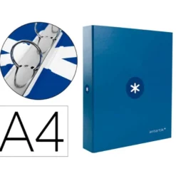 CARPETA LIDERPAPEL ANTARTIK DIN A4 FORRADA 4 ANILLAS 25 MM AZUL