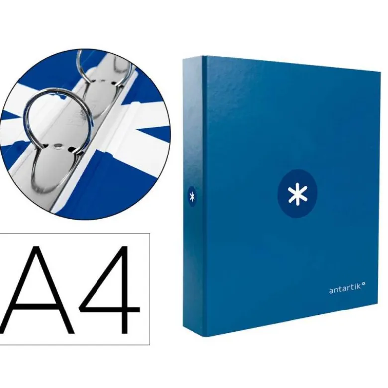 CARPETA LIDERPAPEL ANTARTIK DIN A4 FORRADA 4 ANILLAS 25 MM AZUL
